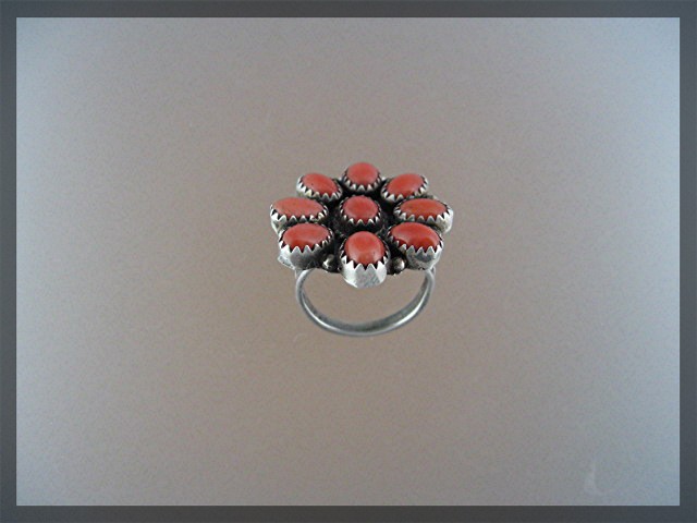 Native American Coral Sterling Silver Ring