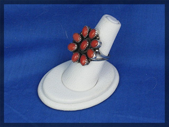 Native American Coral Sterling Silver Ring