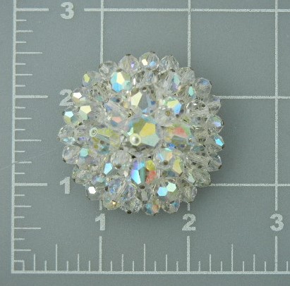Silver Filigree Borealis Crystal Brooch 60s Costume