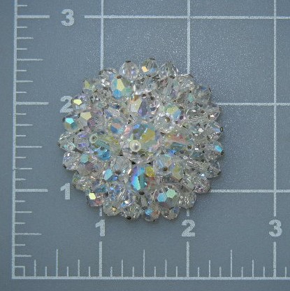 Silver Filigree Borealis Crystal Brooch 60s Costume