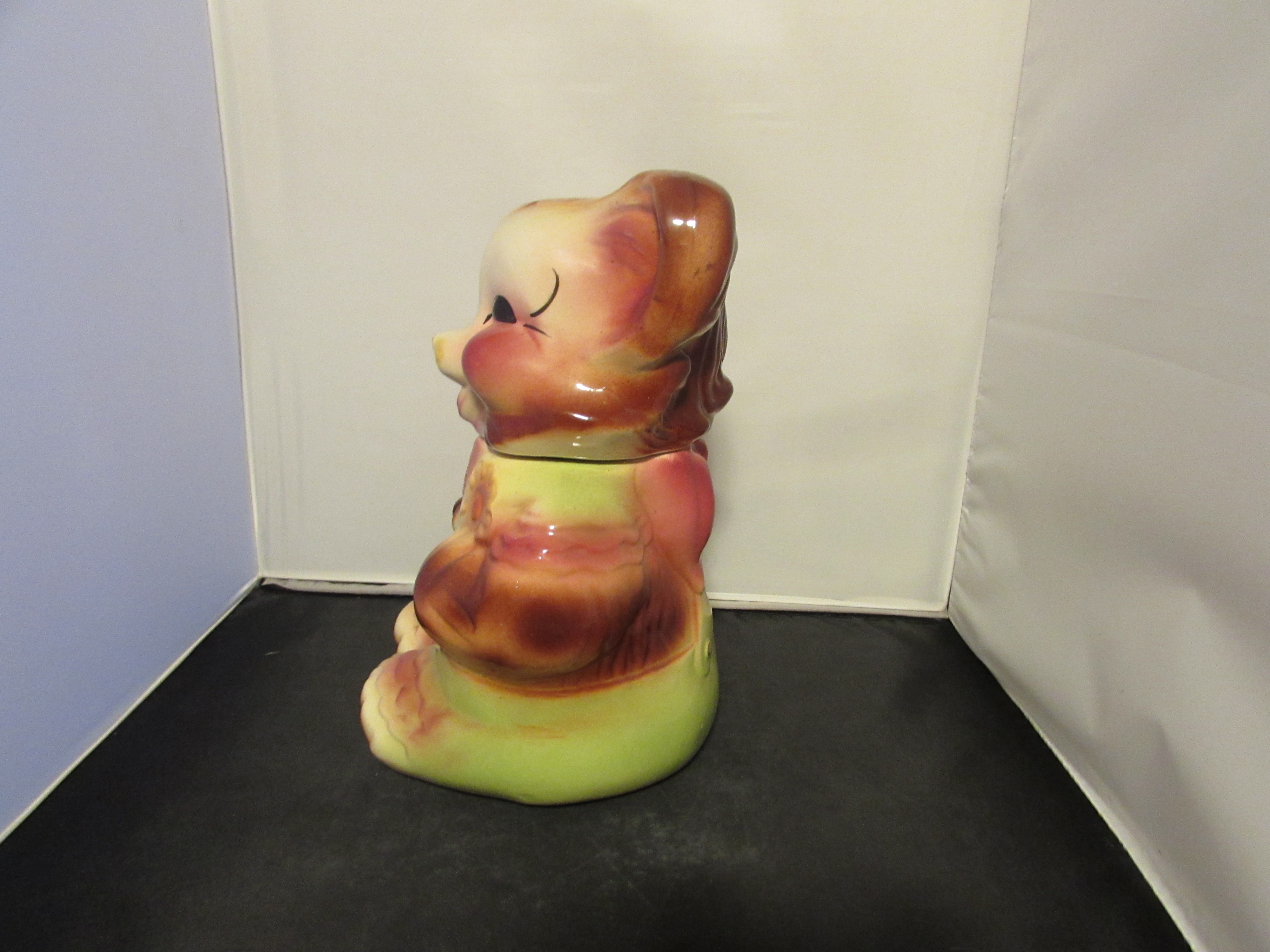 American Bisque Bear Dressed in Pink and Green