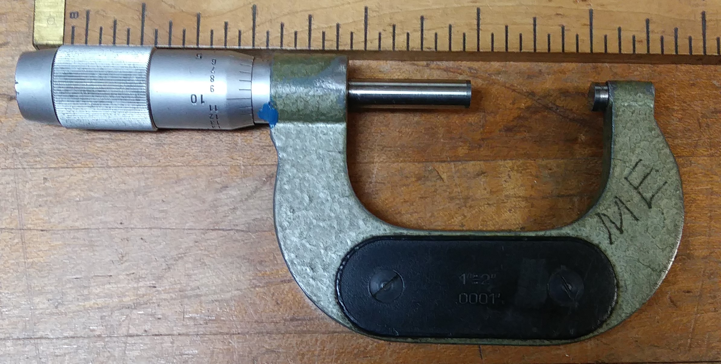 Micrometer 1-2 inch Wooden Box .0001 inch
