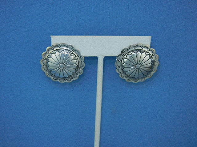 Navajo Conch Pierced Earrings Sterling Silver