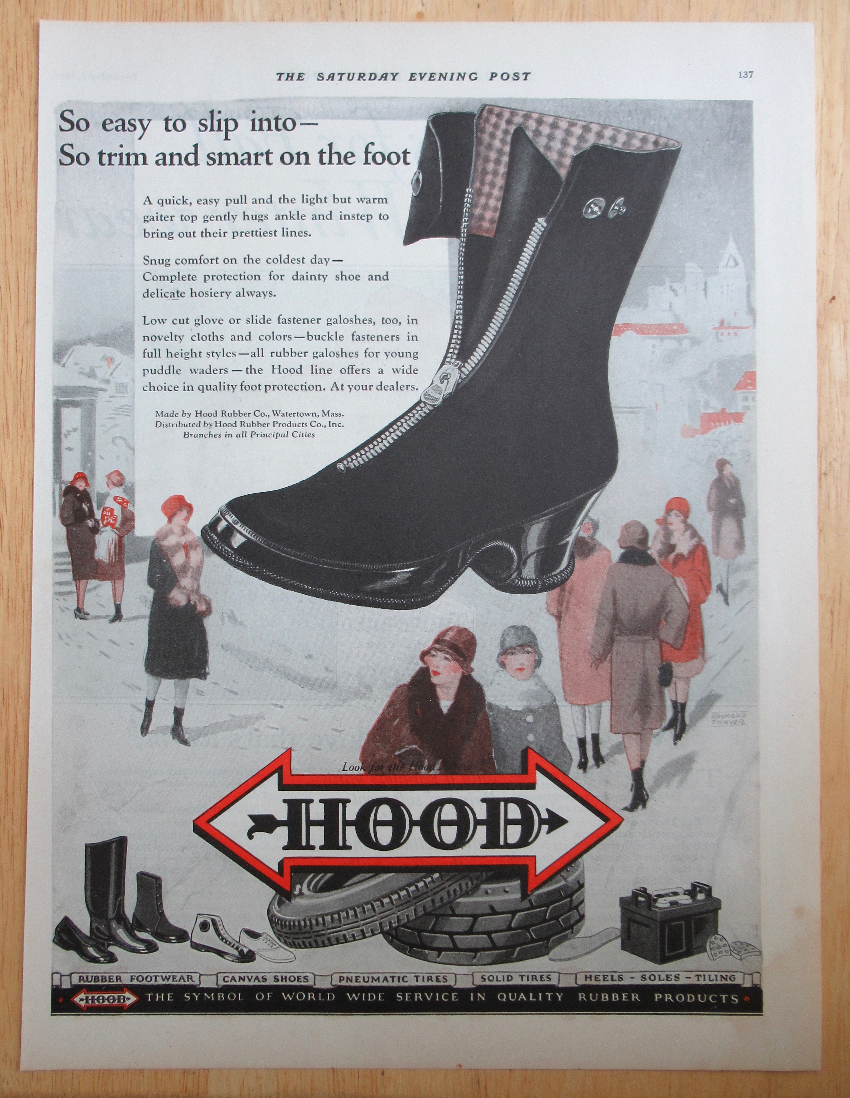 1927 Hood Rubber Boots with Rubber Galoshes