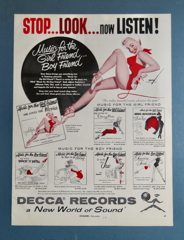 1956 Decca Records with Lovely Woman In Red Holding Telephone By George Petty