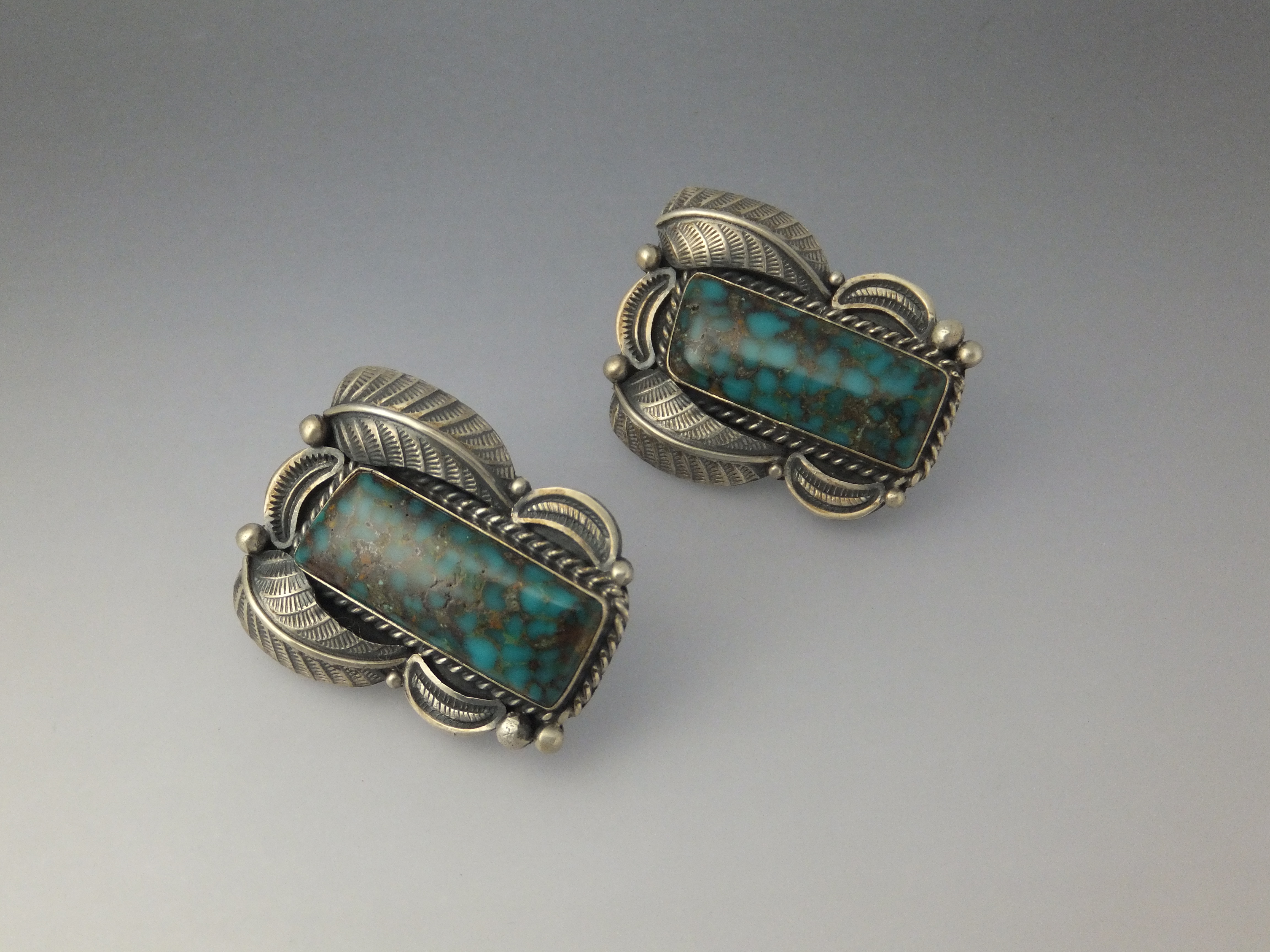 KIRK SMITH Sterling Silver Turquoise Clip Earrings