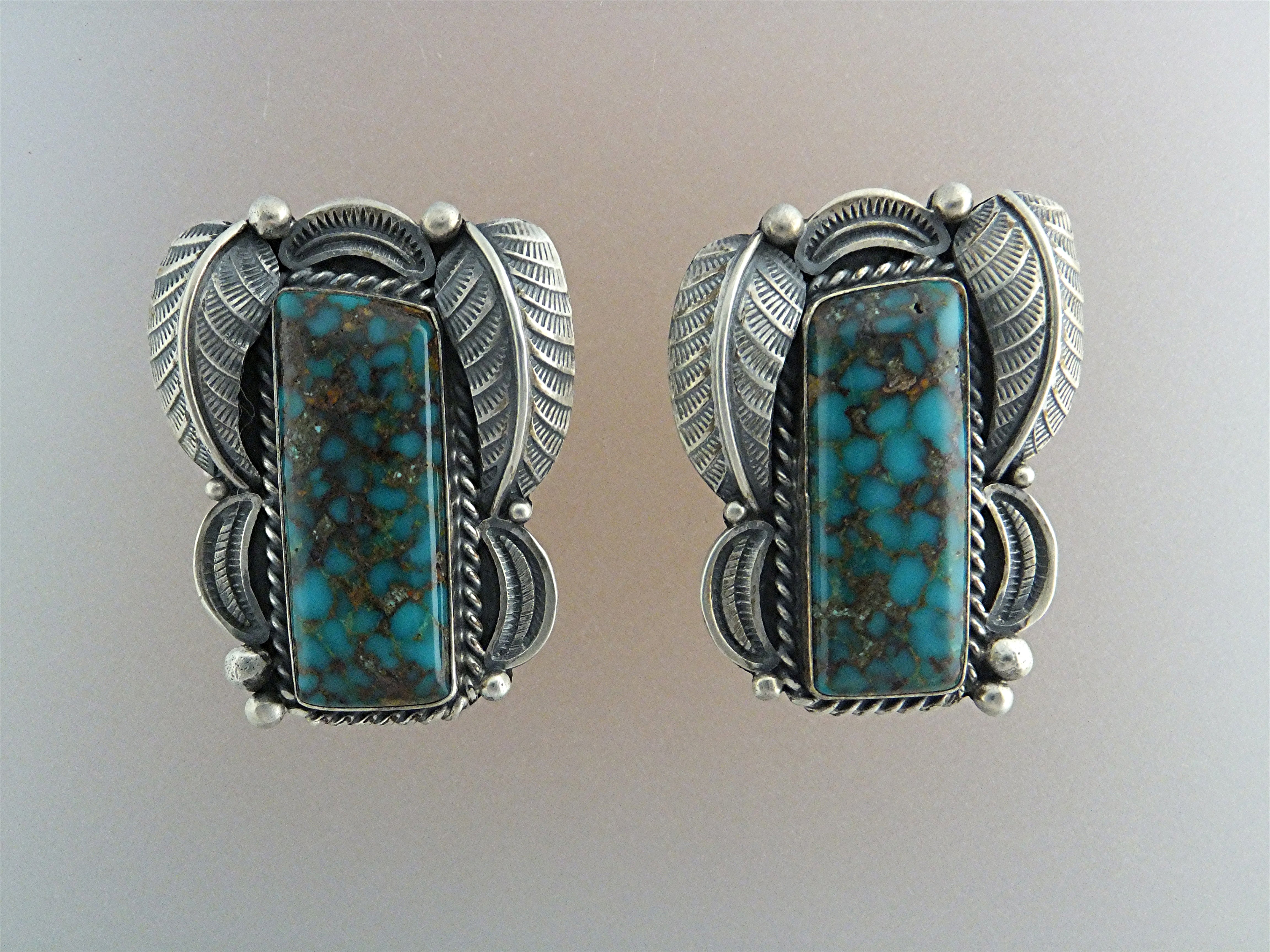 KIRK SMITH Sterling Silver Turquoise Clip Earrings