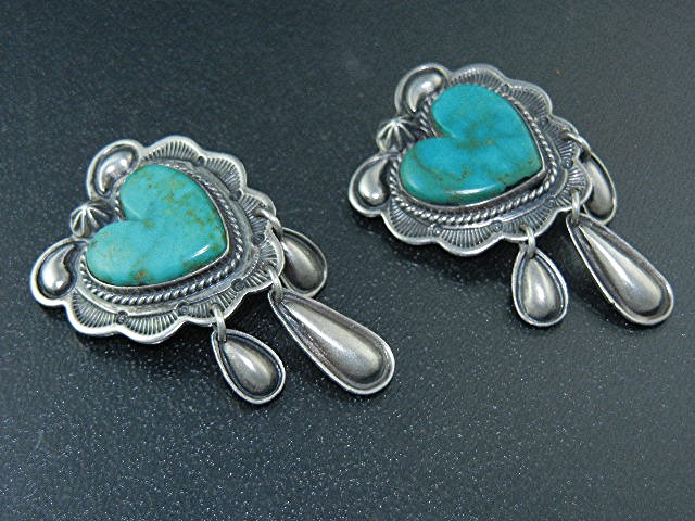 Andy Cadman Sterling Silver Kingman Turquoise Clip Earr