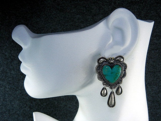 Andy Cadman Sterling Silver Kingman Turquoise Clip Earr
