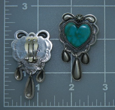 Andy Cadman Sterling Silver Kingman Turquoise Clip Earr