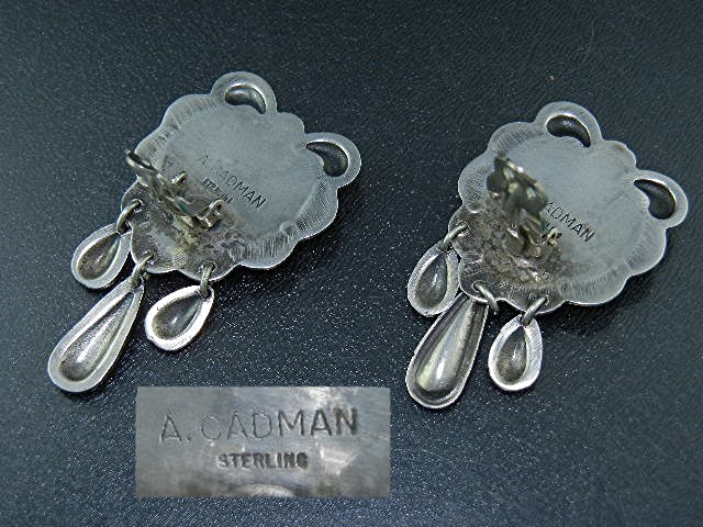 Andy Cadman Sterling Silver Kingman Turquoise Clip Earr