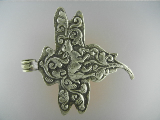 Nepal Silver Pearl Coral Bug 2 Sided  Pendant