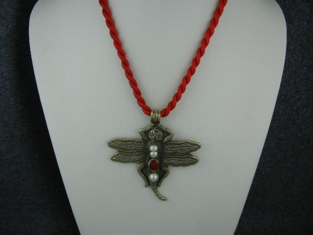 Nepal Silver Pearl Coral Bug 2 Sided  Pendant
