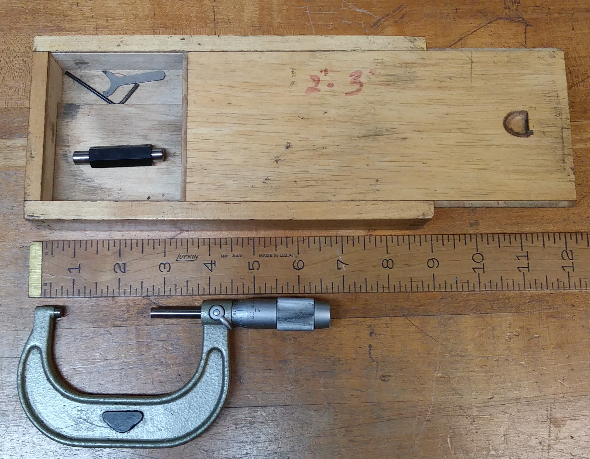 Micrometer 2-3 inch Wooden Box .0001 inch