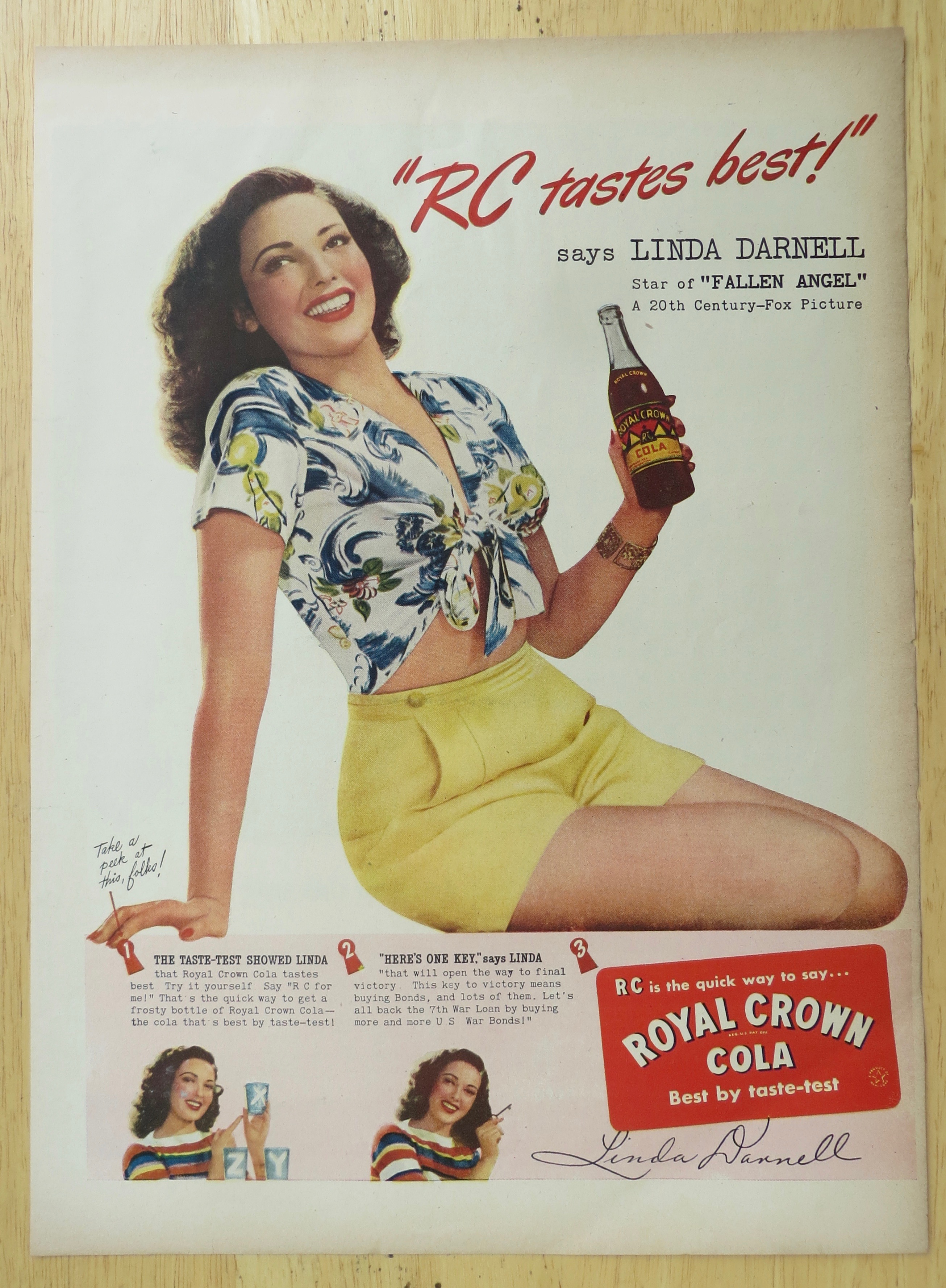 1945 Royal Crown Cola (RC Cola) w/ Linda Darnell