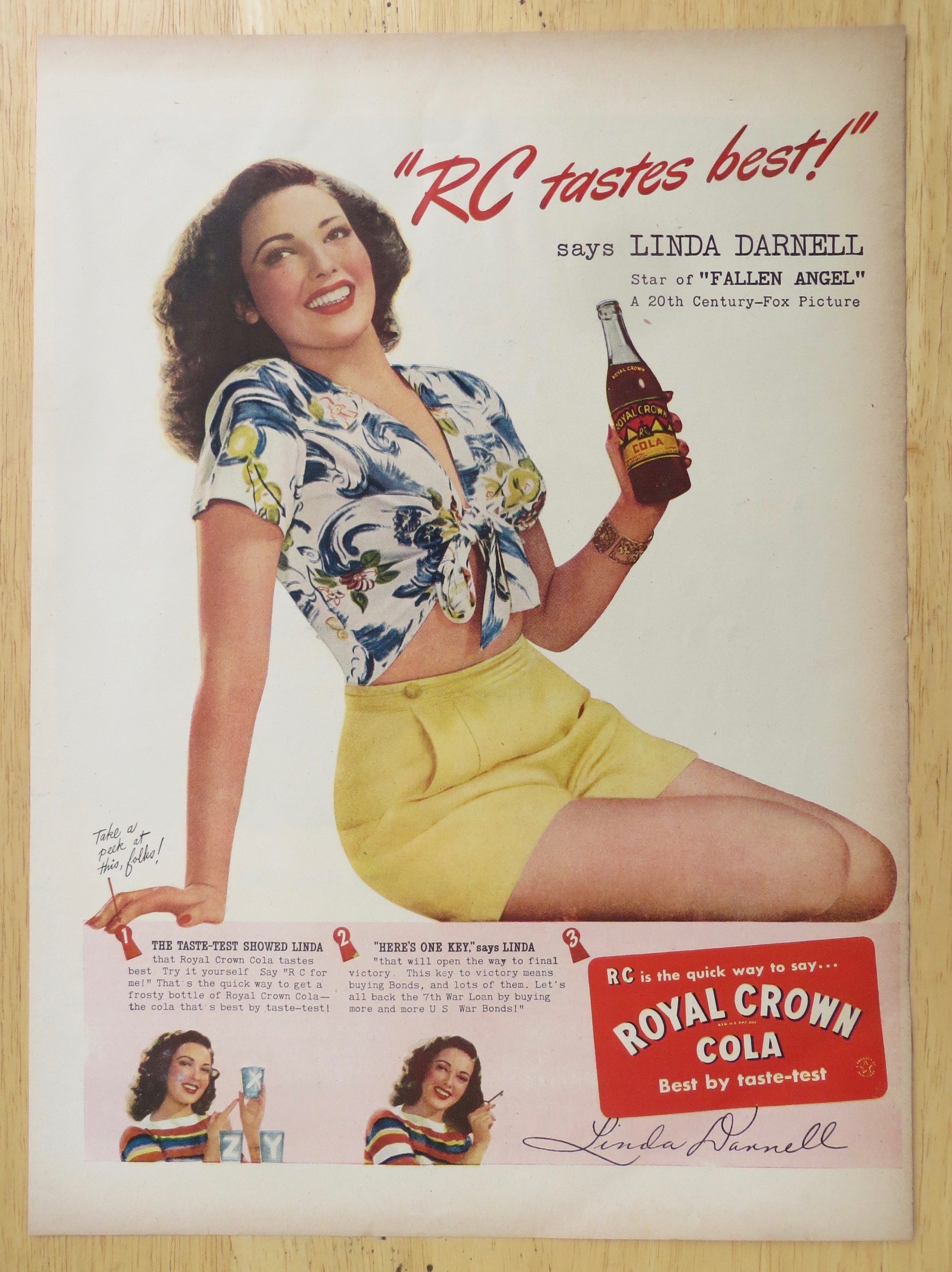 1945 Royal Crown Cola (RC Cola) w/ Linda Darnell