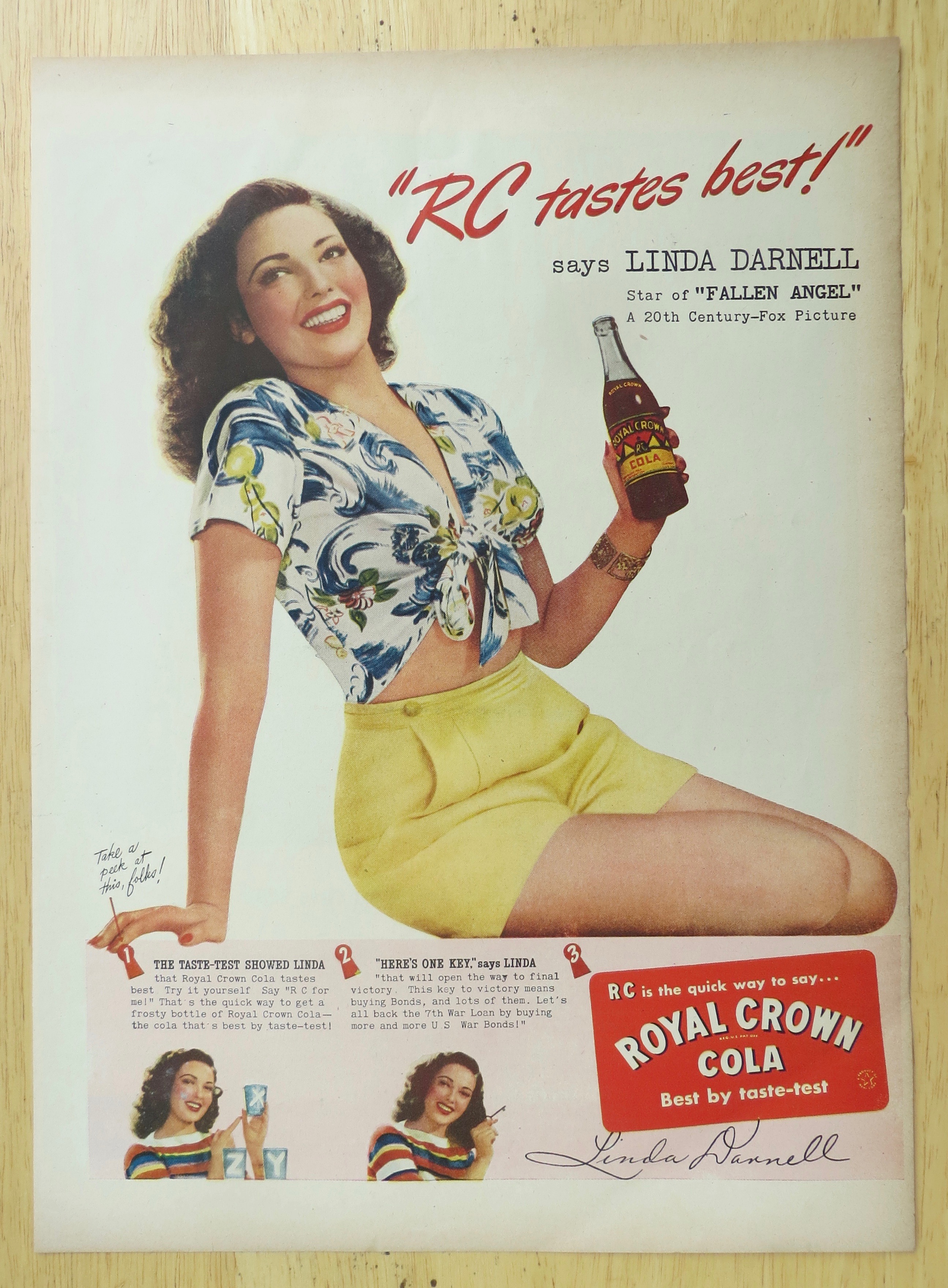 1945 Royal Crown Cola (RC Cola) w/ Linda Darnell