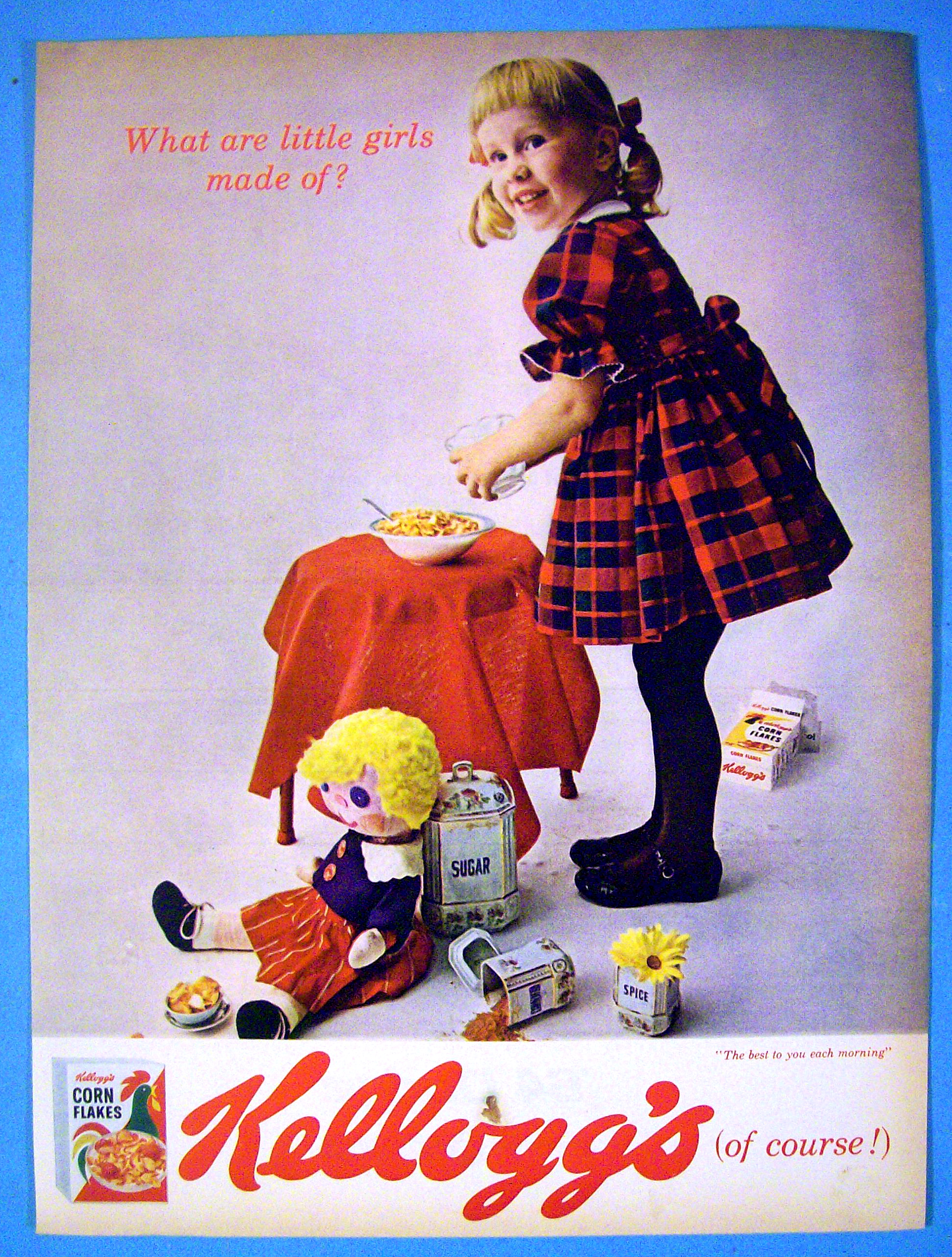 1964 Kellogg's Corn Flakes Cereal with Boy & Girl