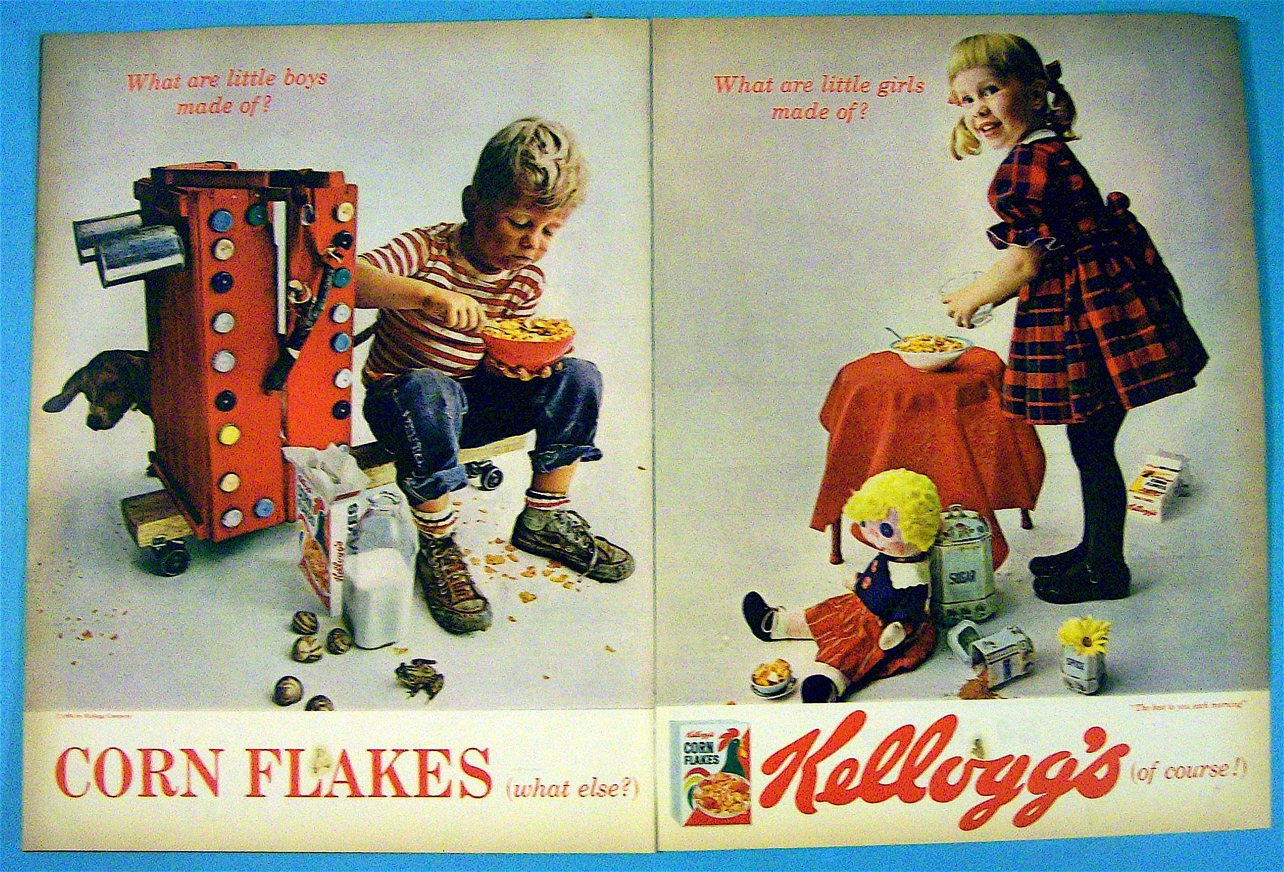 1964 Kellogg's Corn Flakes Cereal with Boy & Girl