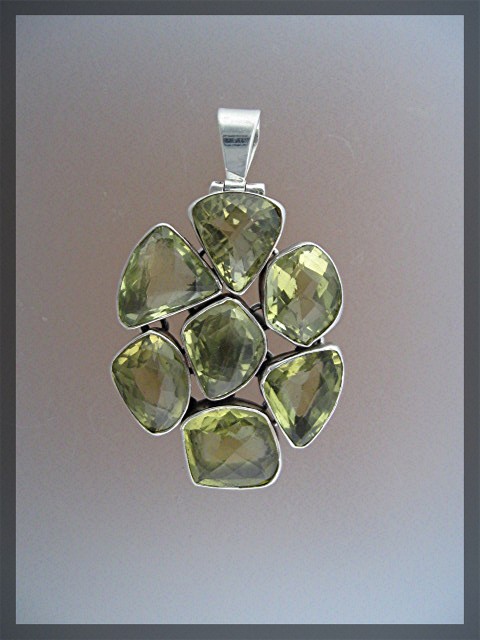 Pendant  Golden Faceted Citrine Sterling Silver