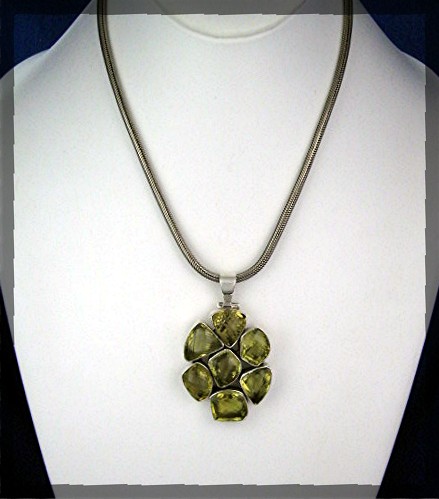 Pendant  Golden Faceted Citrine Sterling Silver