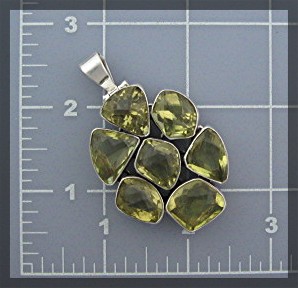 Pendant  Golden Faceted Citrine Sterling Silver