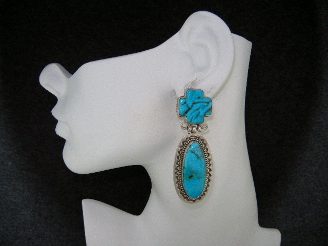 David Troutman Sterling Silver Kingman Turquoise Cross