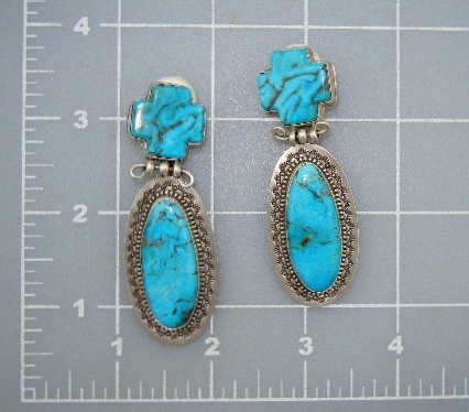 David Troutman Sterling Silver Kingman Turquoise Cross