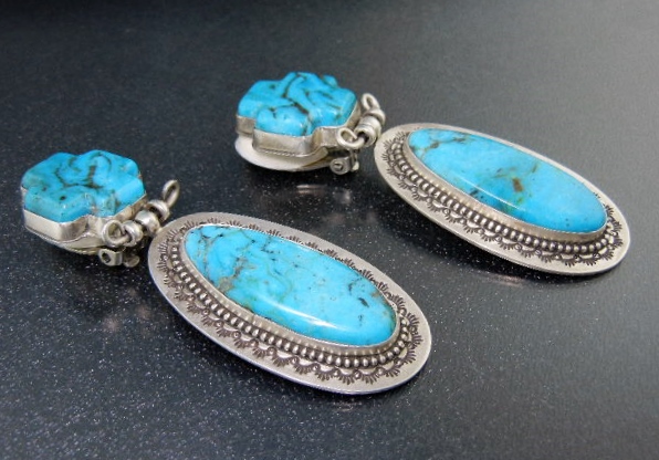 David Troutman Sterling Silver Kingman Turquoise Cross