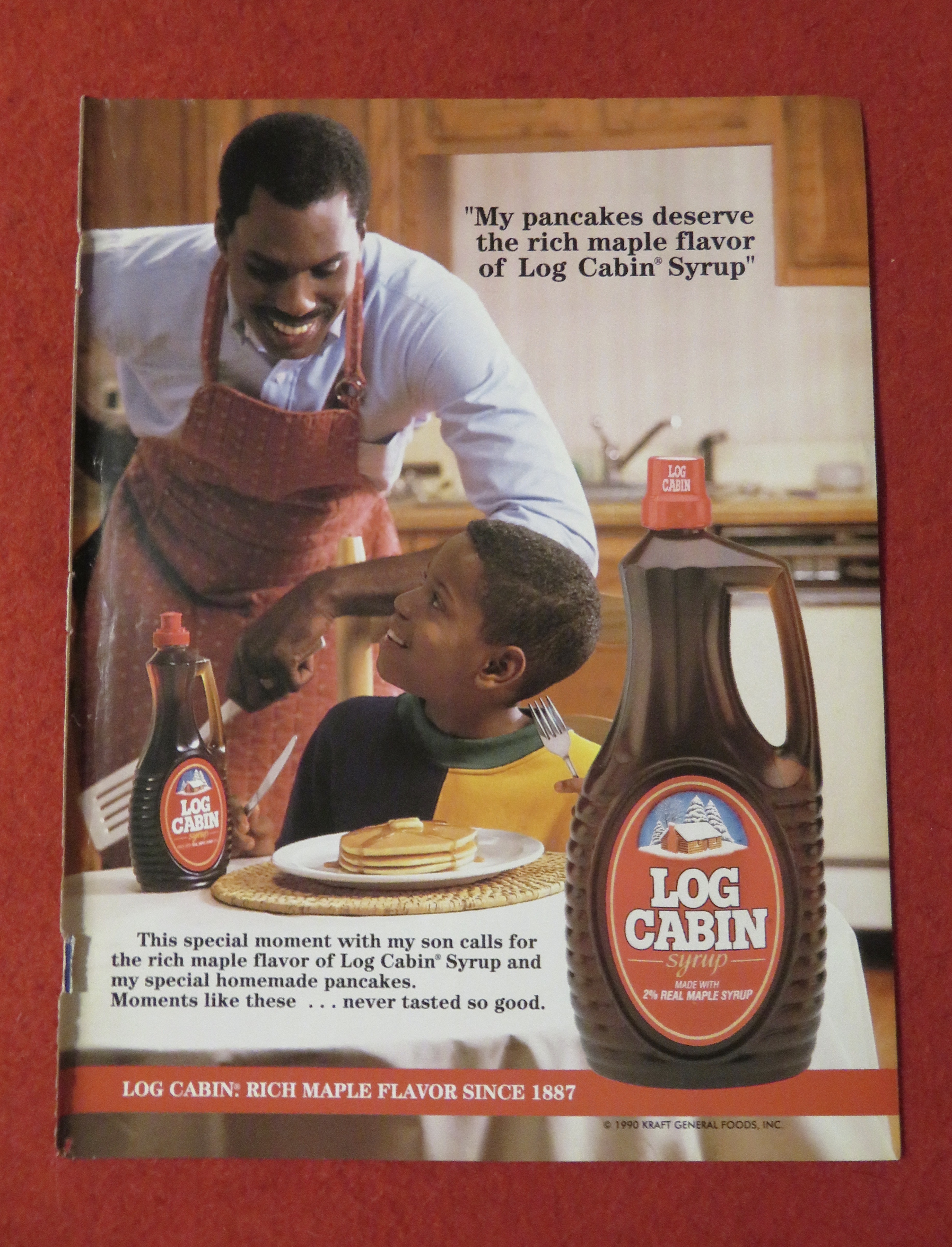 1991 Log Cabin Syrup with Little Boy & Pancakes