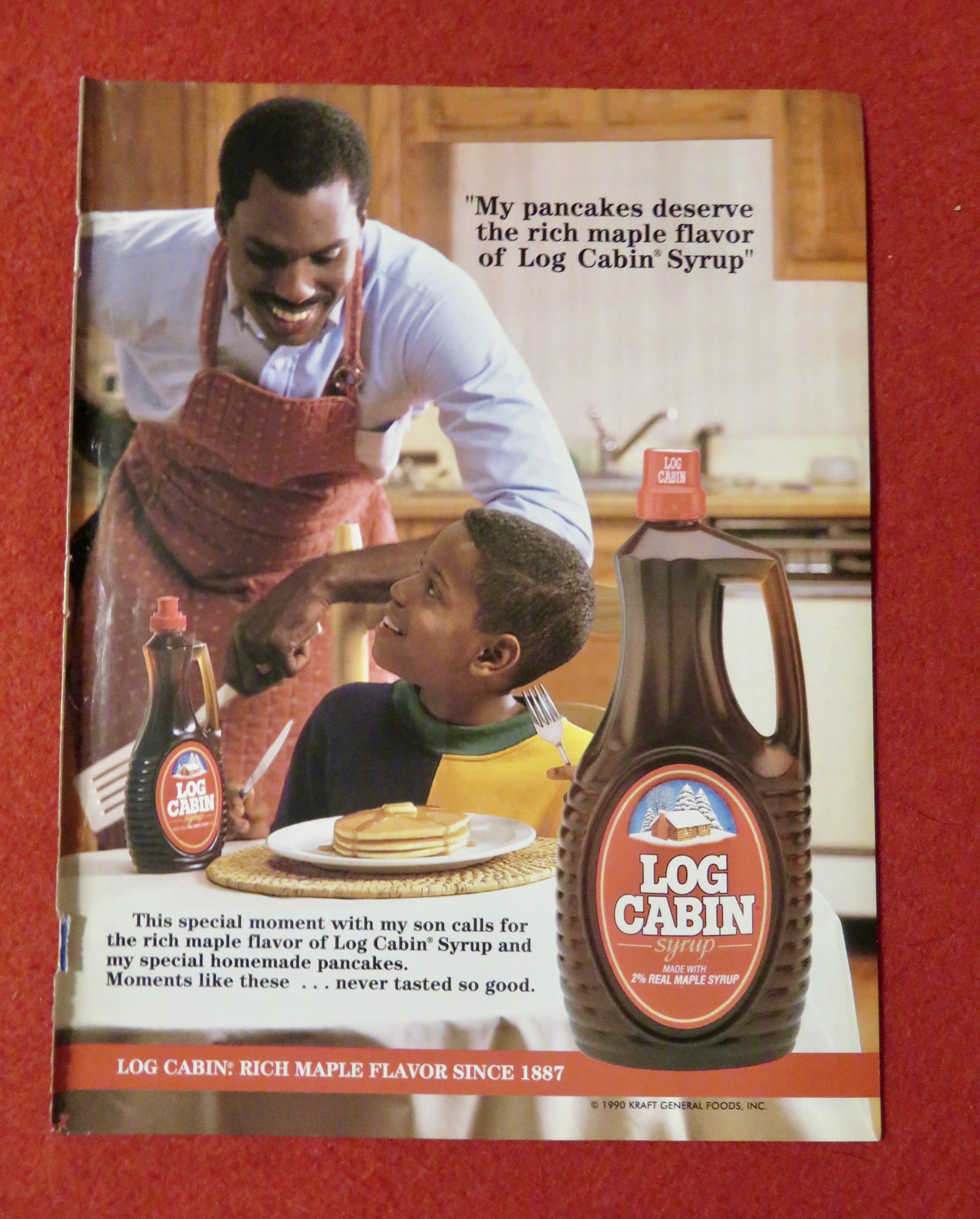 1991 Log Cabin Syrup with Little Boy & Pancakes