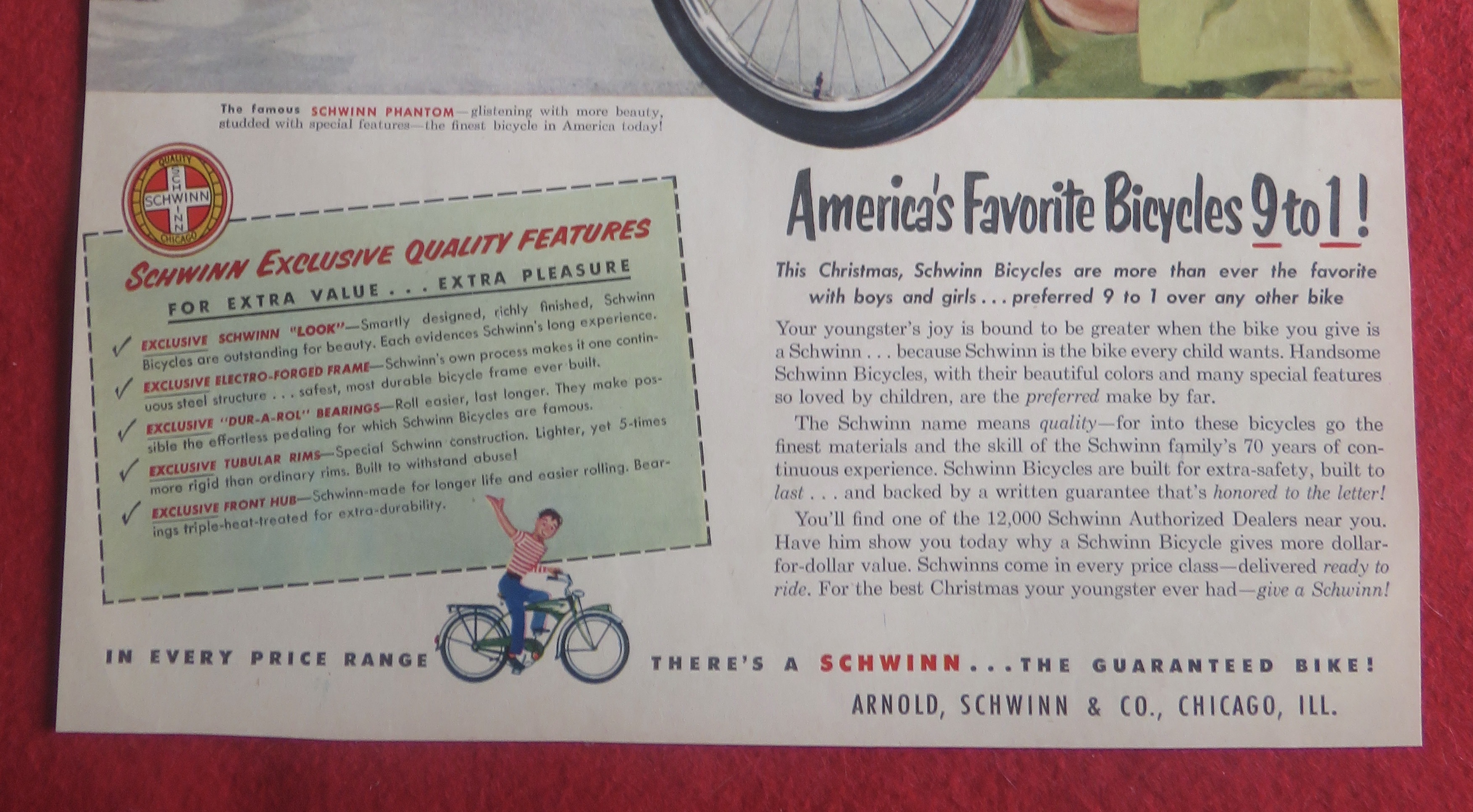 1951 Schwinn Bicycle with Boy Smiling
