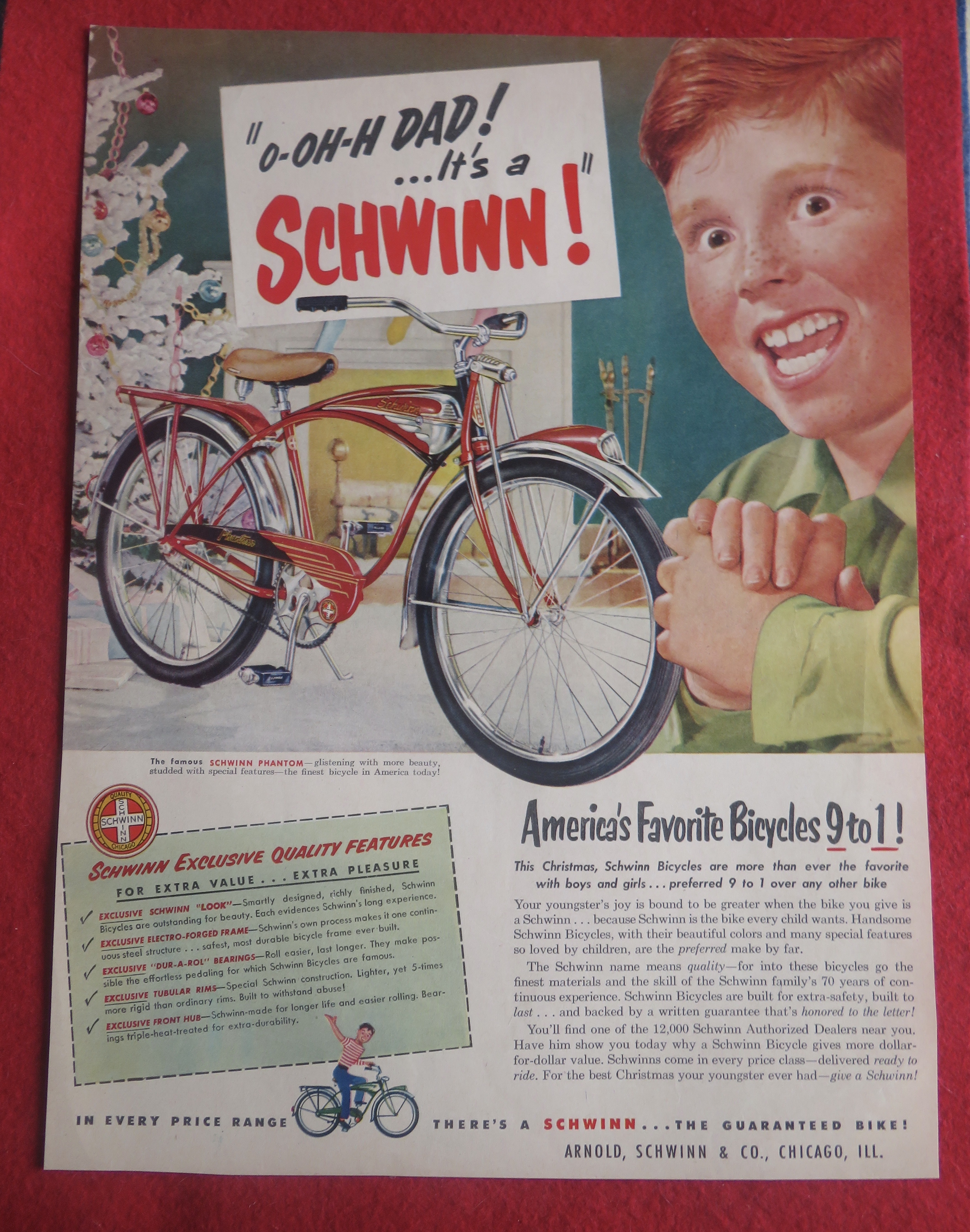 1951 Schwinn Bicycle with Boy Smiling