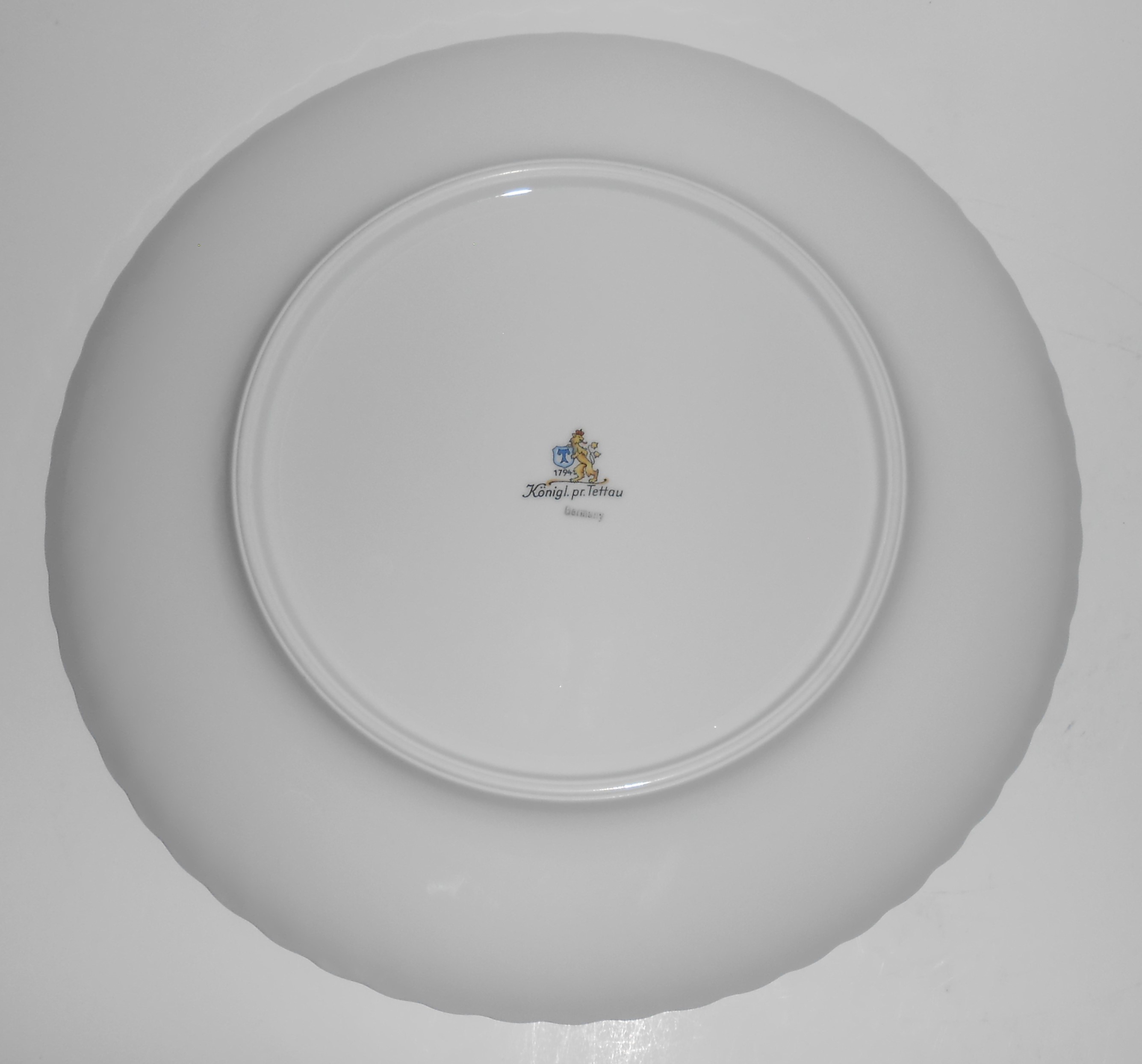 Royal Tettau China Dawn Rose Platinum Band Dinner Plate