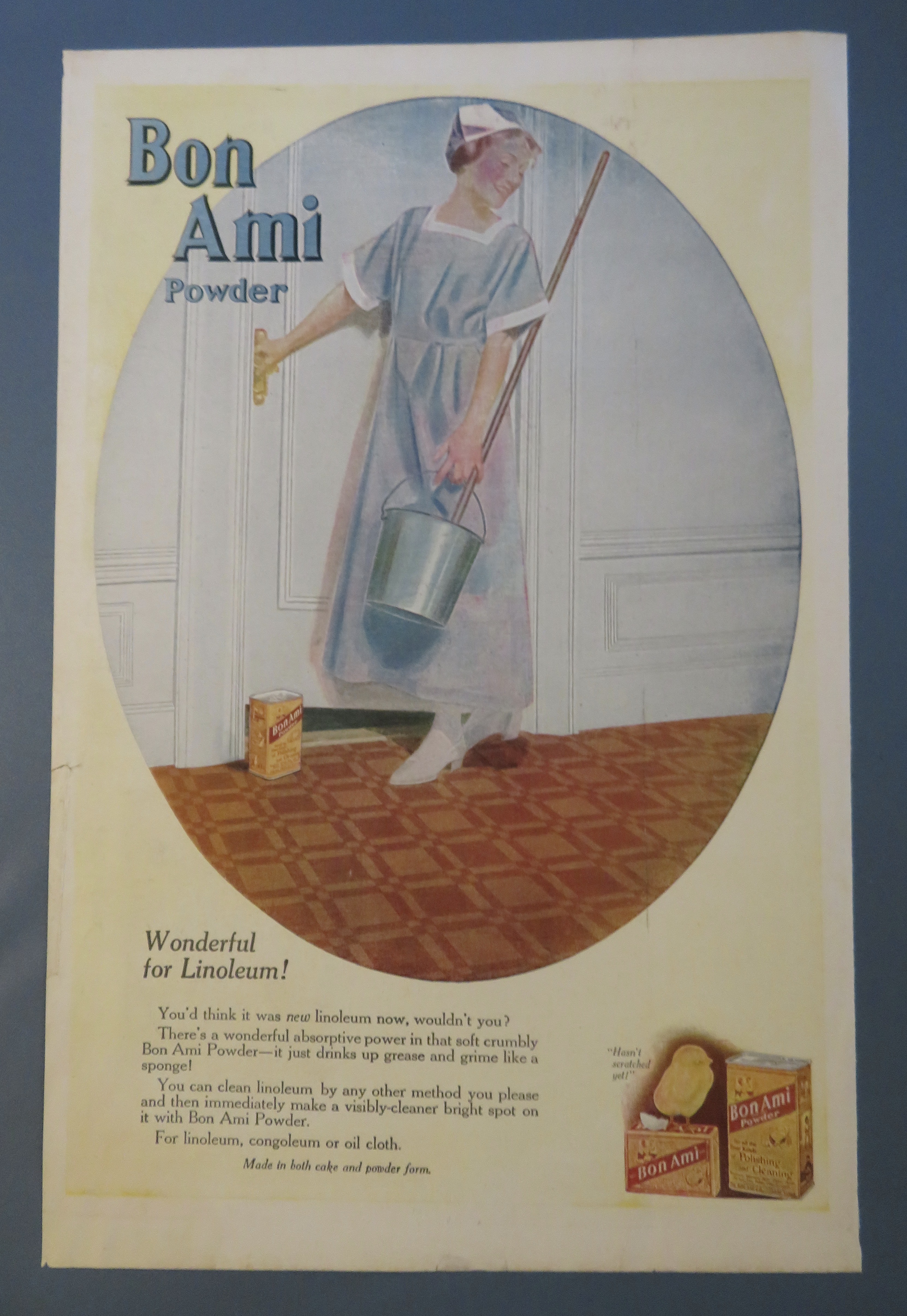 1920 Bon Ami Powder with Woman Carrying Bucket & Mop