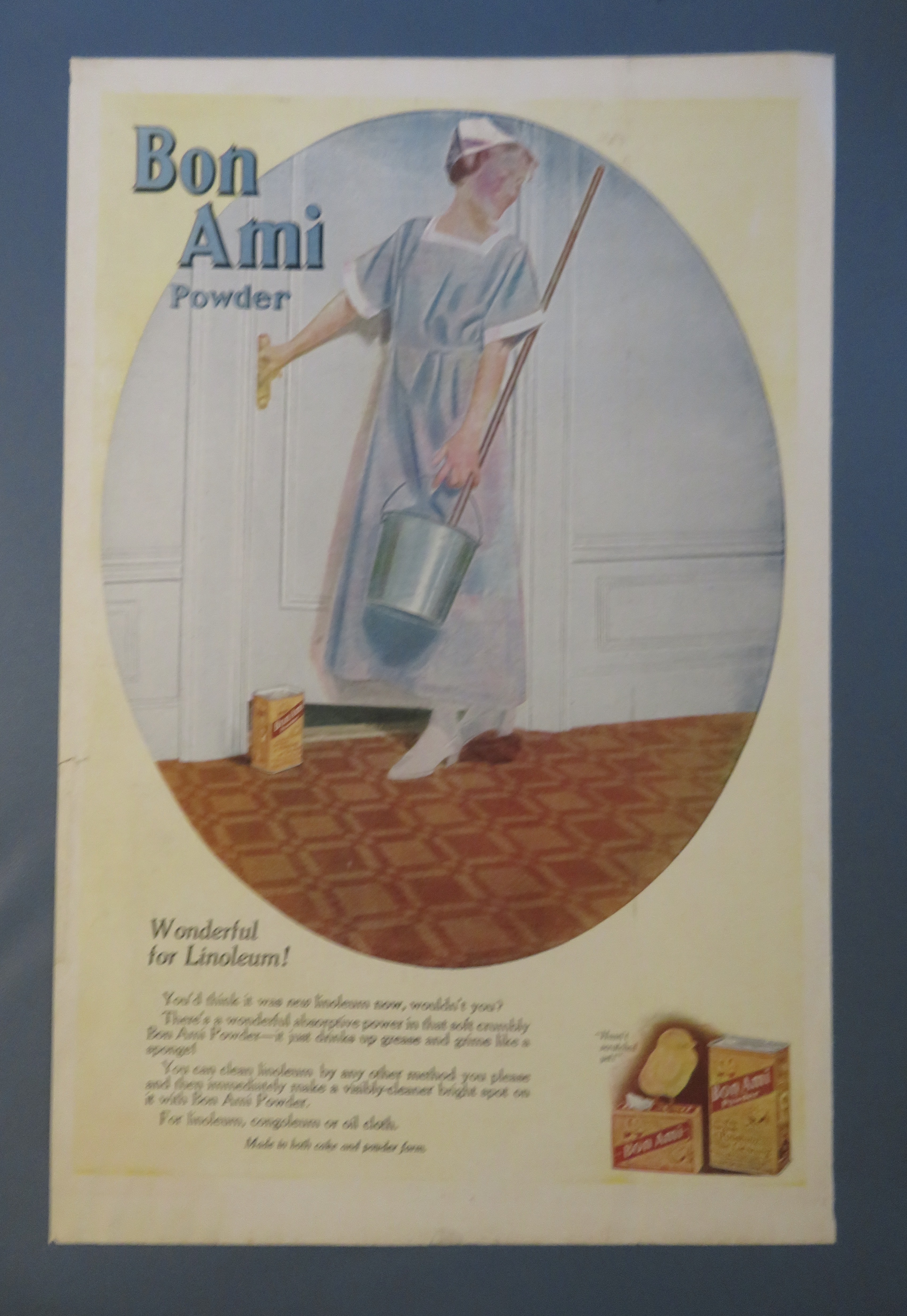 1920 Bon Ami Powder with Woman Carrying Bucket & Mop