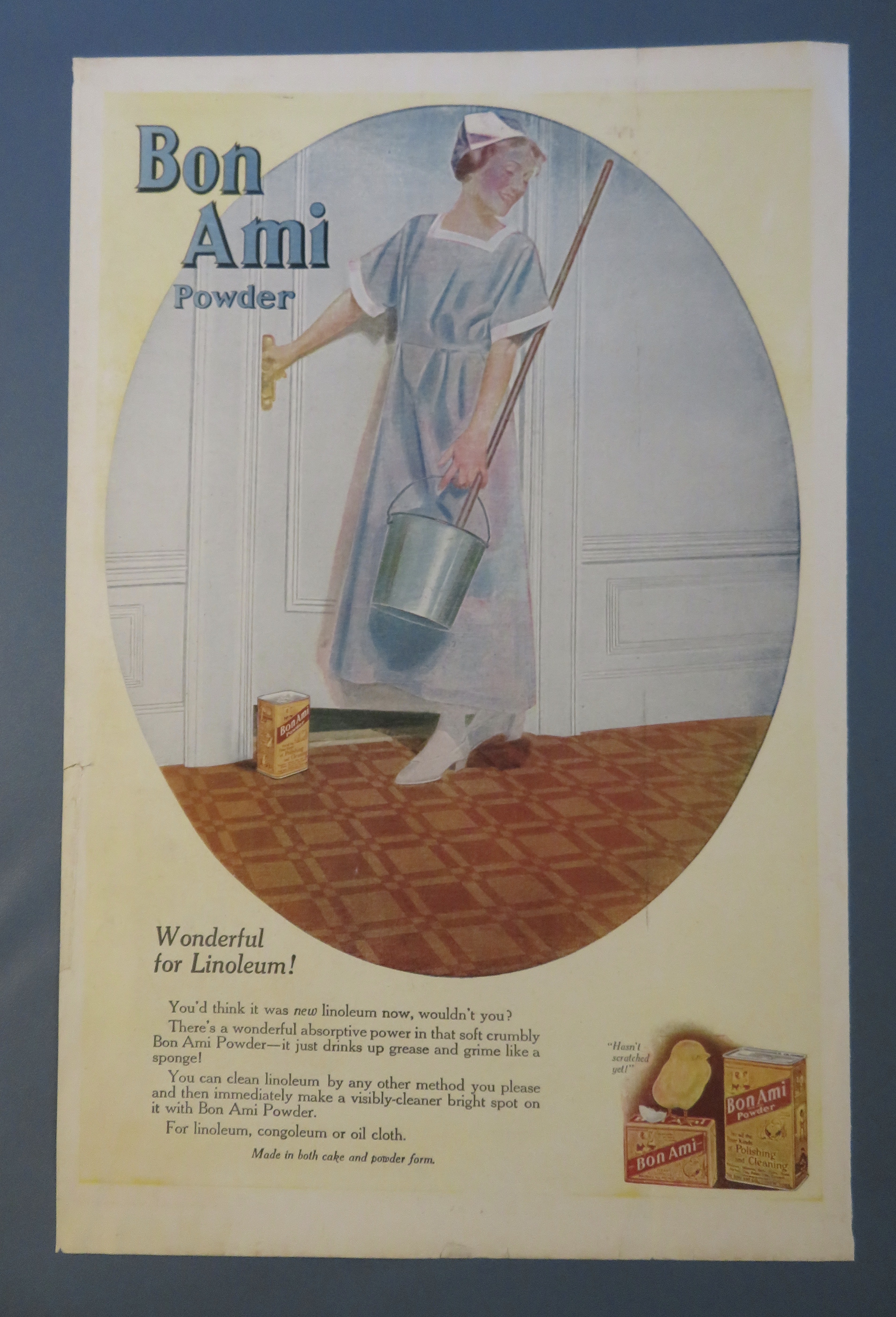 1920 Bon Ami Powder with Woman Carrying Bucket & Mop