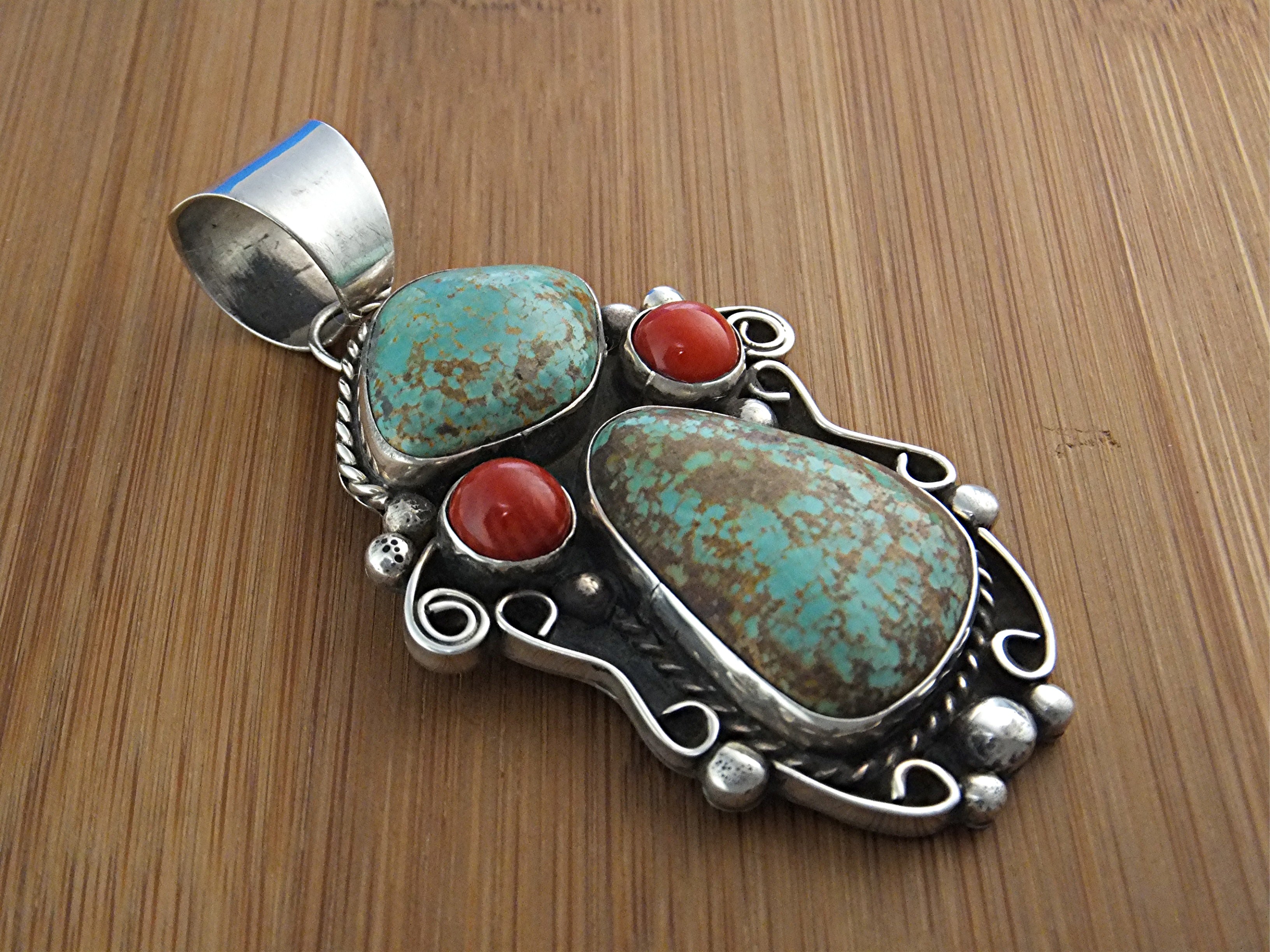 Native American Coral Turquoise Sterling Silver McCABE
