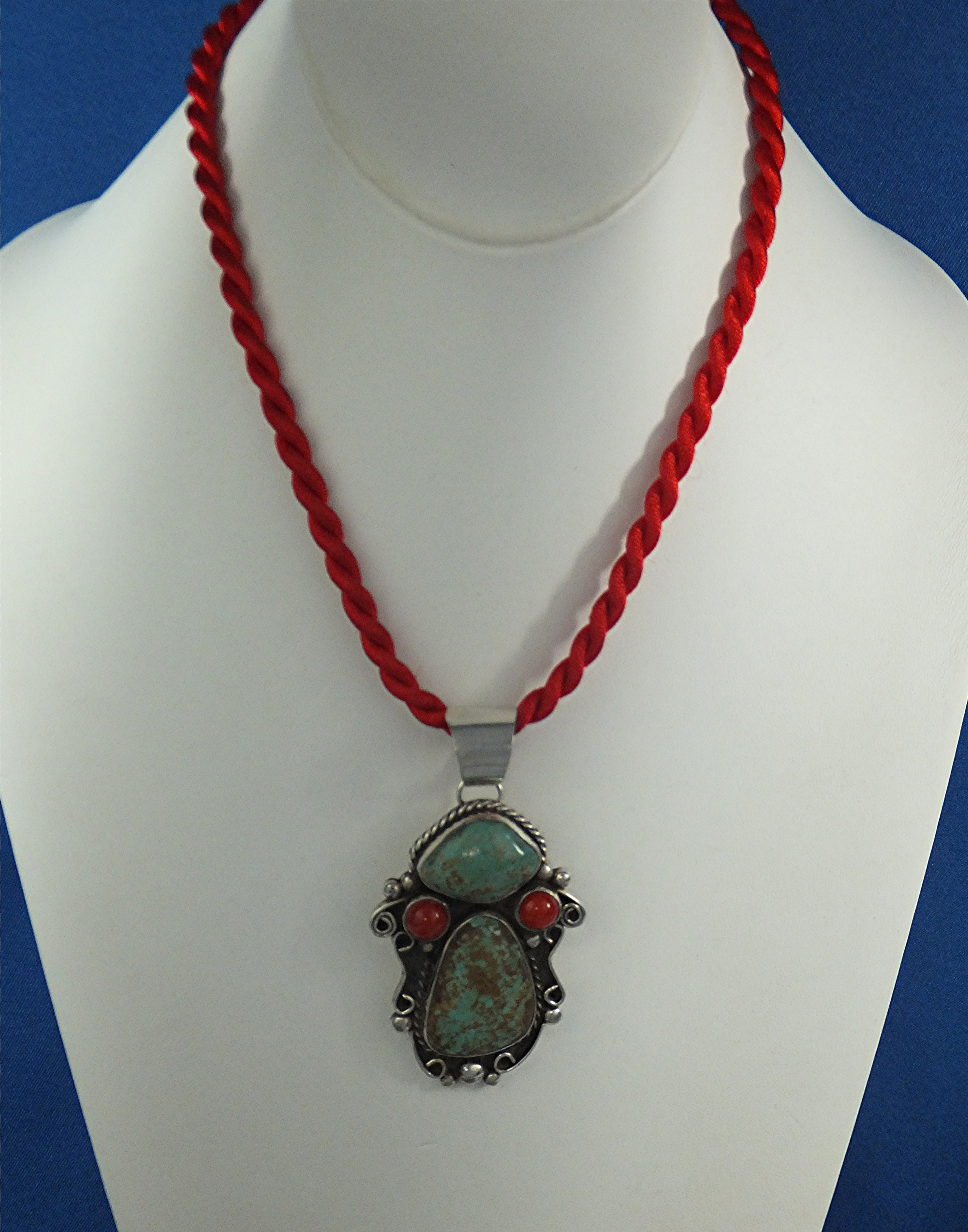 Native American Coral Turquoise Sterling Silver McCABE