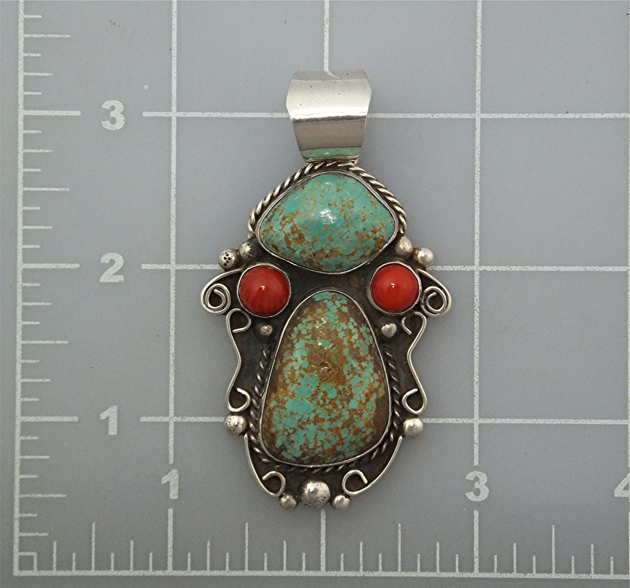 Native American Coral Turquoise Sterling Silver McCABE