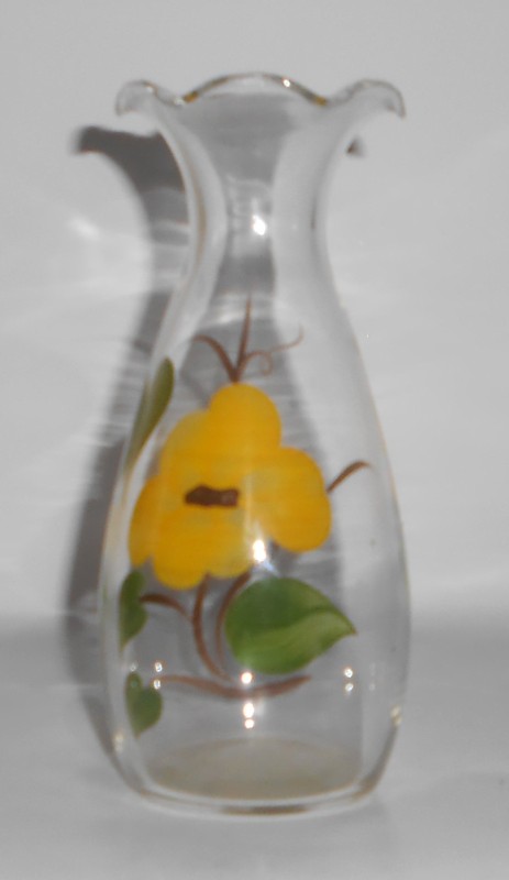 VINTAGE Bartlett Collins Glass Vase Hand Painted Floral Brown Eyed Susan
