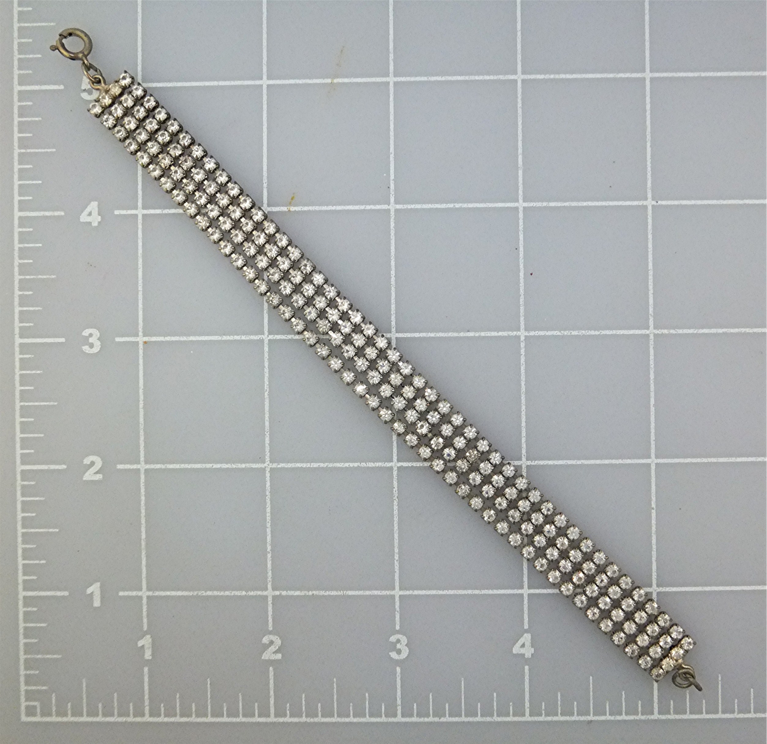 Rhinestone Crystal 4 Row Costume Bracelet 50s