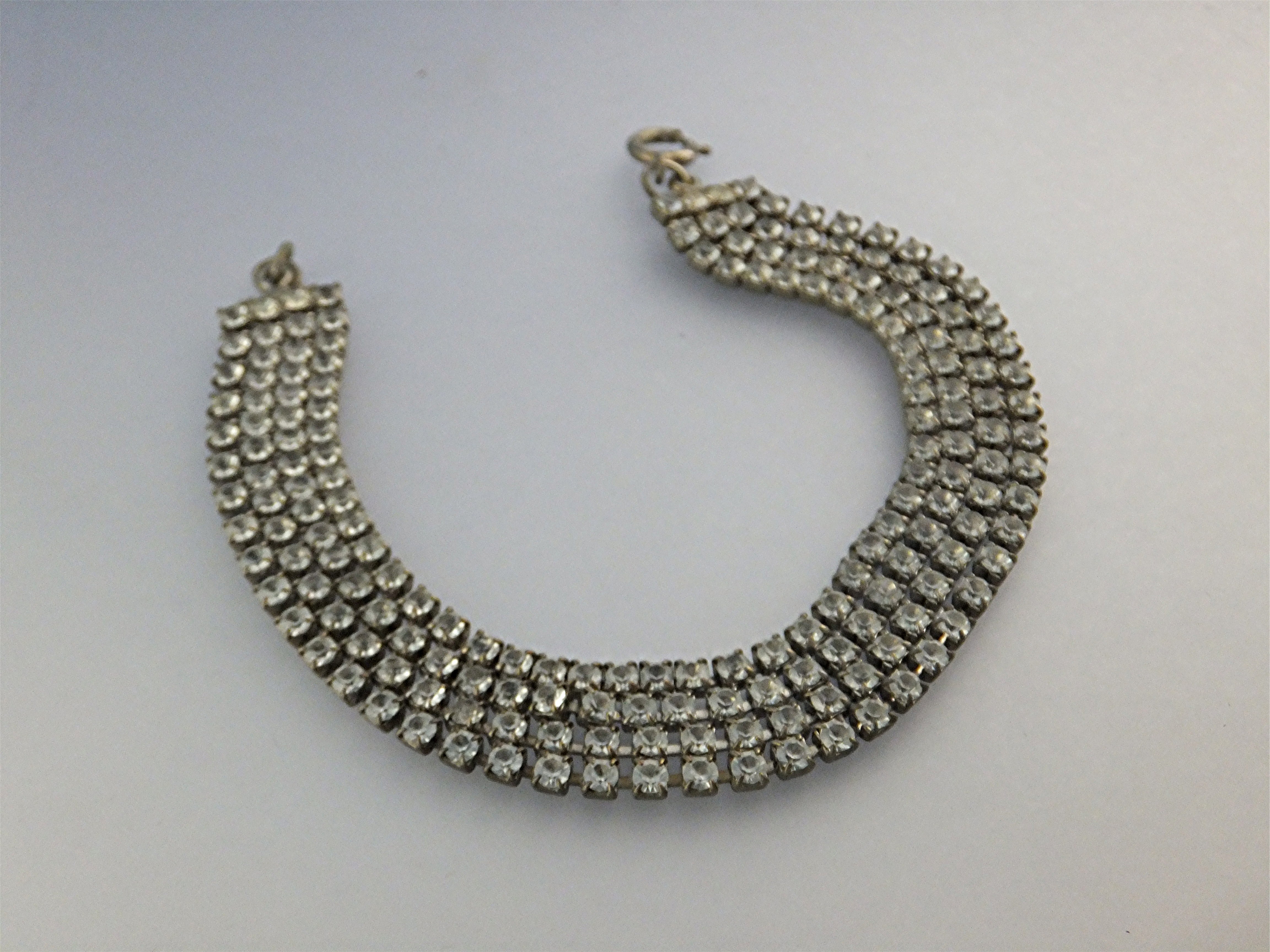 Rhinestone Crystal 4 Row Costume Bracelet 50s