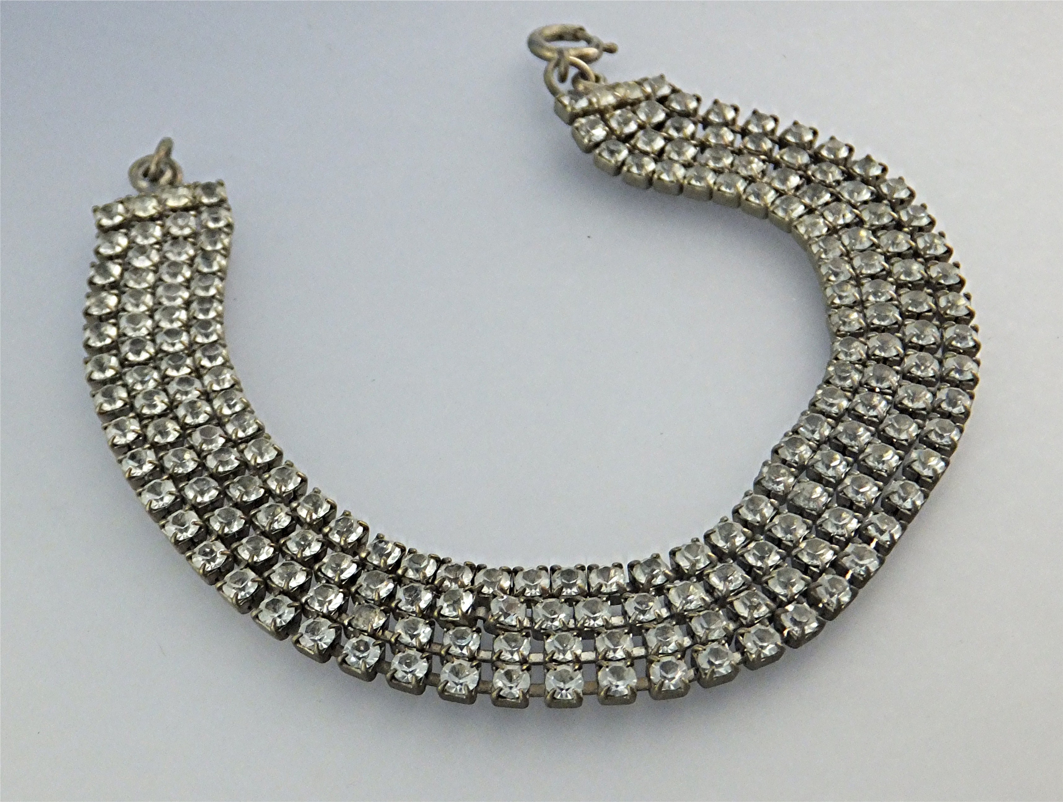 Rhinestone Crystal 4 Row Costume Bracelet 50s