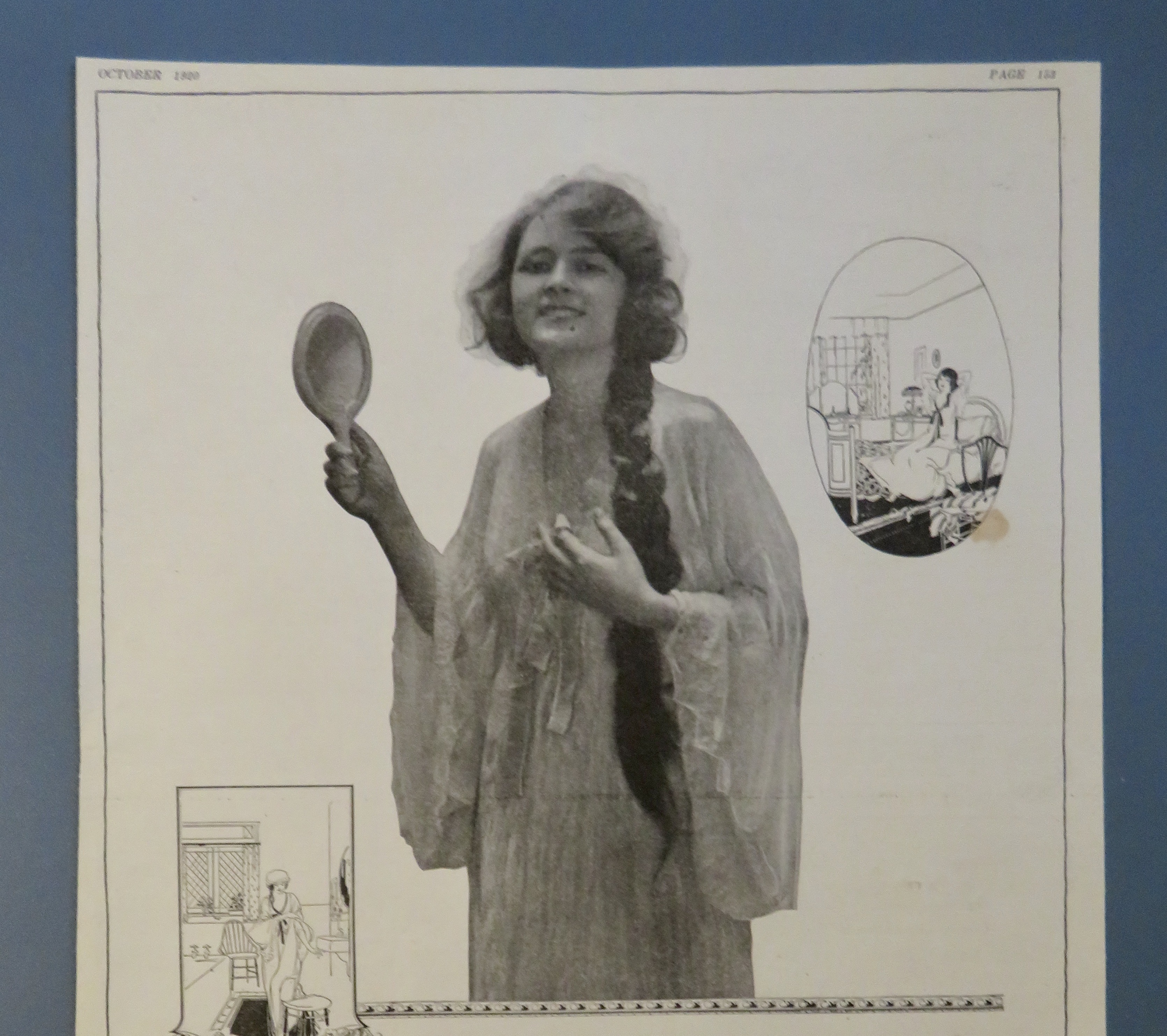1920 Resinol Soap with Woman Holding Mirror & Smiling