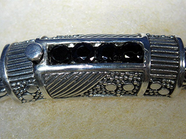 Natural Black Zircon Bracelet Sterling Silver Peggy V