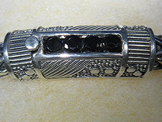Natural Black Zircon Bracelet Sterling Silver Peggy V