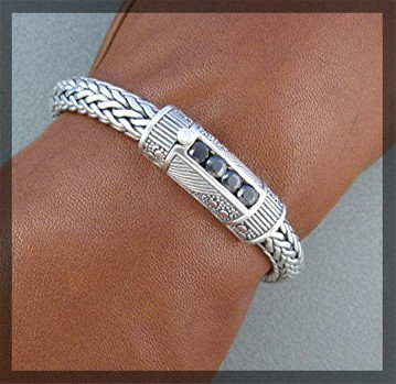 Natural Black Zircon Bracelet Sterling Silver Peggy V