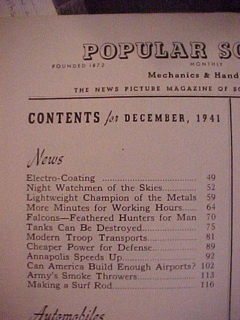 Popular Science Magazine-December 1941-Night Bombers