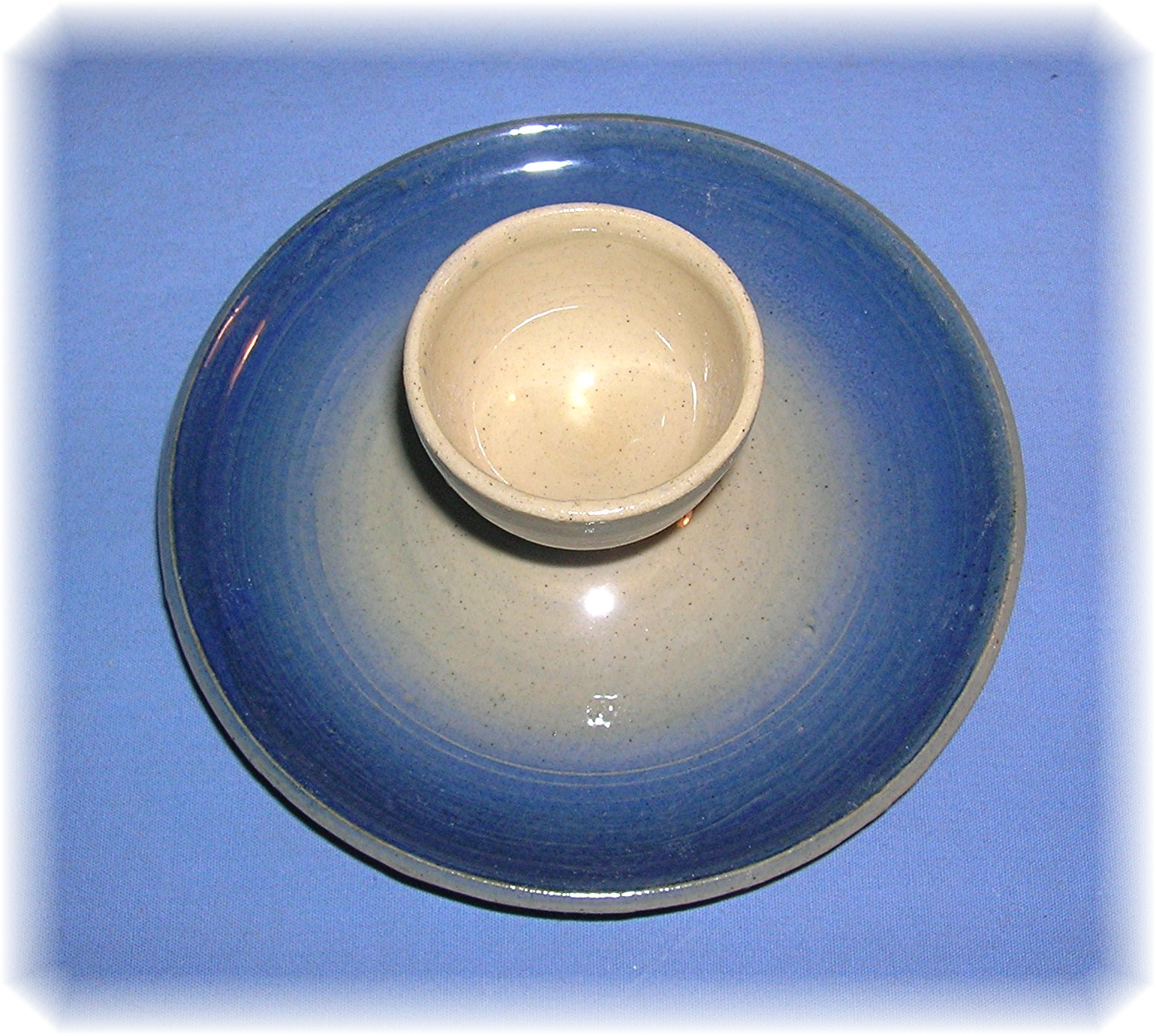 English C King Wiltshire Blue Grey Pottery Egg Cup